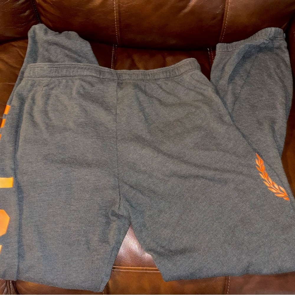 PINK Victoria's Secret Charcoal Gray/Orange Campus Fleece Sweatpants 💖 Size XS - Picture 8 of 12